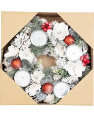 Veniec MagicHome Vianoce, prírodný, biely, adventný, 30 cm