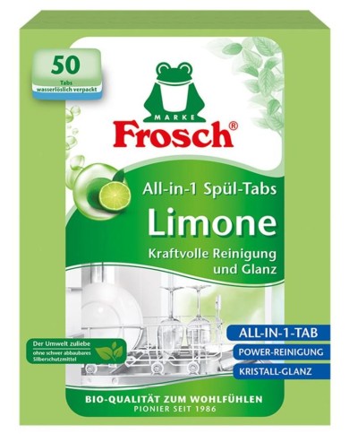 Tablety Frosch EKO, Všetko v 1, do umývačky riadu, citrón, 50 tabliet, ALL in 1