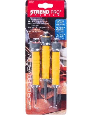Sada dierovačov Strend Pro Premium, 3 dielna, Bi-materiál rukoväť, 1-2-3"/32"