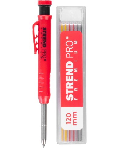 Ceruzka Strend Pro Premium, so sponou, oceľová špička, tesárska, značkovač so strúhadlom, so 6 tuhami, set