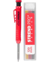 Ceruzka Strend Pro Premium, so sponou, oceľová špička, tesárska, značkovač so strúhadlom, so 6 tuhami, set