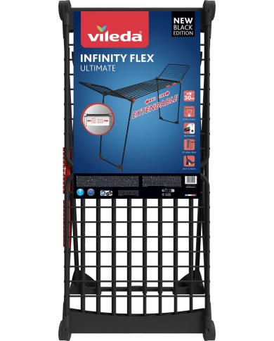 Sušiak na prádlo Vileda Infinity FLEX, na bielizeň, čierny, skladací, 30 m
