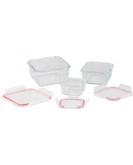 Dóza MagicHome, sada 3 ks, sklenená, sklo, štvorcová, s vekom, 450/1000/1900 ml