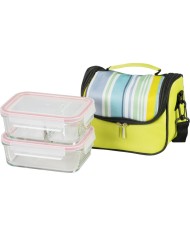 Dóza MagicHome, sada 2 ks, 2 x 900 ml, obdĺžniková, s chladiacim boxom, termobox, termo taška, sklenená