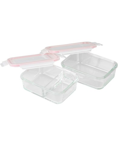 Dóza MagicHome, sada 2 ks, 2 x 900 ml, obdĺžniková, s chladiacim boxom, termobox, termo taška, sklenená