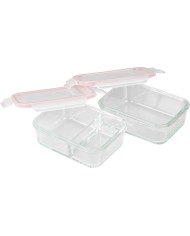 Dóza MagicHome, sada 2 ks, 2 x 900 ml, obdĺžniková, s chladiacim boxom, termobox, termo taška, sklenená