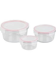 Dóza MagicHome, sada 3 ks, sklenená, sklo, okrúhla, s vekom, 370/800/1500 ml