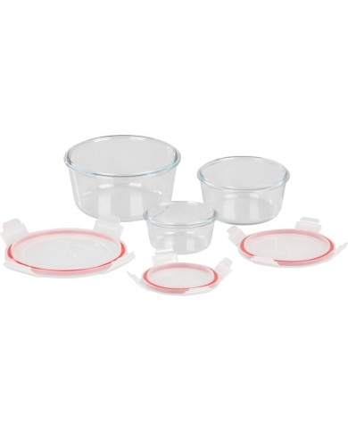 Dóza MagicHome, sada 3 ks, sklenená, sklo, okrúhla, s vekom, 370/800/1500 ml