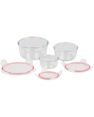 Dóza MagicHome, sada 3 ks, sklenená, sklo, okrúhla, s vekom, 370/800/1500 ml