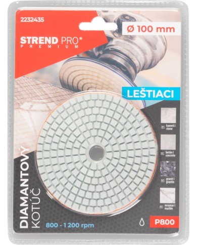 Kotúč Strend Pro Premium P800, 100 mm, leštiaci, diamantový, suchý zips, za mokra leštenie brúsenie
