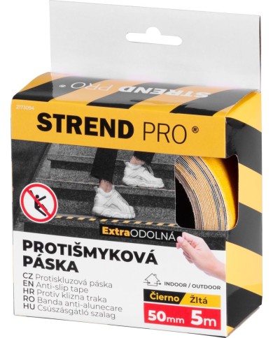 Páska Strend Pro, 50 mm, L-5 m, lepiaca, protišmyková, extra odolná, čierno/žltá