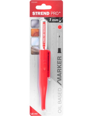 Značkovač Strend Pro, hĺbkový, červený, extra dlhý hrot