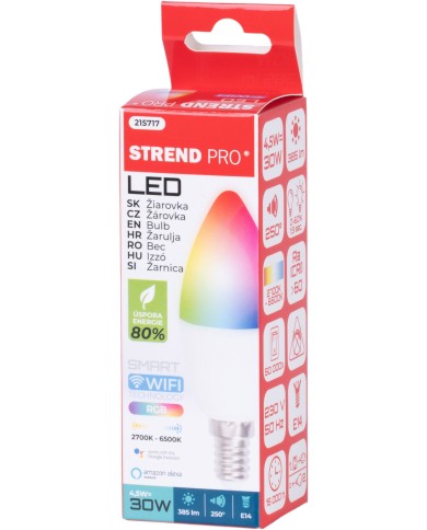 Žiarovka Strend Pro Smart, wifi, mení farby RGB, 5 W, E14