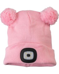 Čiapka Strend Pro kid ružová M, s brmbolcami, 4x SMD LED, USB nabíjanie