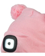 Čiapka Strend Pro kid ružová M, s brmbolcami, 4x SMD LED, USB nabíjanie
