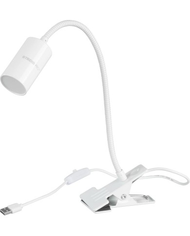 Lampa Strend Pro, stolná, s klipsou na uchytenie, Alu, biela, USB, 41 cm