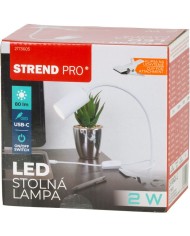 Lampa Strend Pro, stolná, s klipsou na uchytenie, Alu, biela, USB, 41 cm