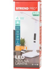 Lampa Strend Pro, stolná, LED, bezdrôtové nabíjanie, voľba intenzity svetla, s displejom, hodiny, budík, teplomer, 4 W, biela