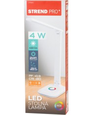 Lampa Strend Pro, stolná, dotykové ovládanie, stmievanie, RGB, podsvietený podstavec, 4 W, biela