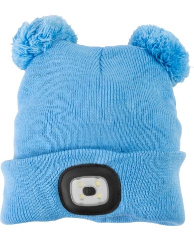 Čiapka Strend Pro kid modrá M, s brmbolcami, 4x SMD LED, USB nabíjanie