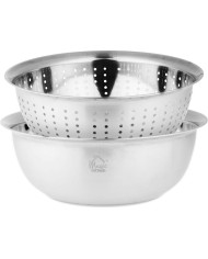 Cedník MagicHome, 26,5 cm, s miskou, okrúhle otvory, nerez