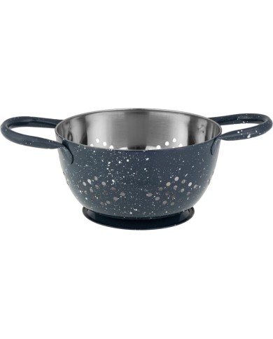 Cedník s misou MagicHome, 15,5 cm, s rúčkou, okrúhle otvory, nerez, sada 2 ks