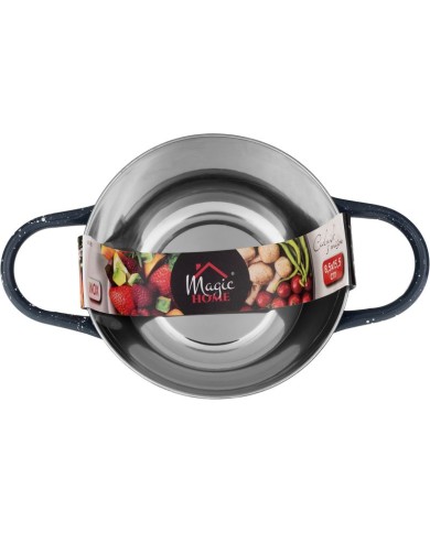 Cedník s misou MagicHome, 15,5 cm, s rúčkou, okrúhle otvory, nerez, sada 2 ks