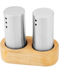 Sada solnička a korenička MagicHome, drevený stojan, nerez