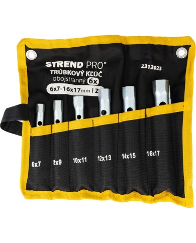 Kľúč Strend Pro, 6x7-16x17 mm, trúbkový, obojstranný, Zn, set 6 ks