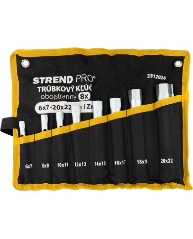 Kľúč Strend Pro, 6x7-20x22 mm, trúbkový, obojstranný, Zn, set 8 ks