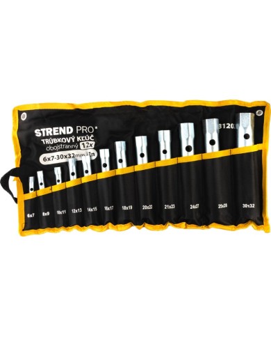 Kľúč Strend Pro, 6x7-30x32 mm, trúbkový, obojstranný, Zn, set 12 ks