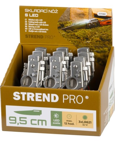 Nôž Strend Pro XL121901, 210 mm, skladací s LED svetlom