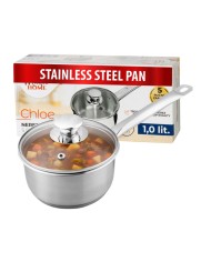 Rajnica MagicHome Chloe, 14 cm, 1 lit. so sklenenou pokrievkou, nerez