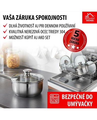 Rajnica MagicHome Chloe, 14 cm, 1 lit. so sklenenou pokrievkou, nerez