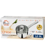 Rajnica MagicHome Chloe, 14 cm, 1 lit. so sklenenou pokrievkou, nerez