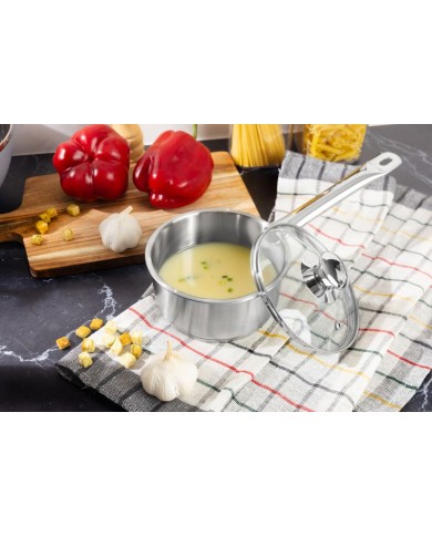 Rajnica MagicHome Chloe, 14 cm, 1 lit. so sklenenou pokrievkou, nerez