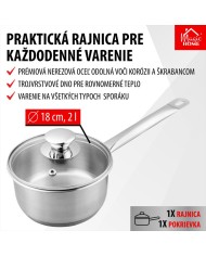 Rajnica MagicHome Chloe, 18 cm, 2 lit. so sklenenou pokrievkou, nerez