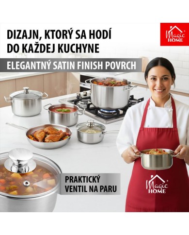 Rajnica MagicHome Chloe, 18 cm, 2 lit. so sklenenou pokrievkou, nerez