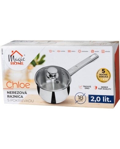 Rajnica MagicHome Chloe, 18 cm, 2 lit. so sklenenou pokrievkou, nerez