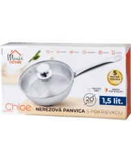 Panvica MagicHome Chloe, 20 cm, 1,5 lit., so sklenenou pokrievkou, nerez
