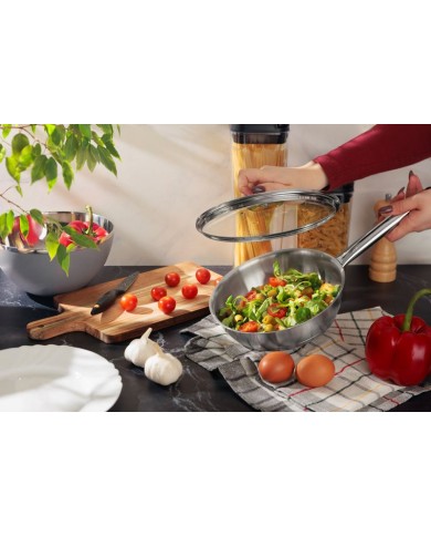 Panvica MagicHome Chloe, 20 cm, 1,5 lit., so sklenenou pokrievkou, nerez