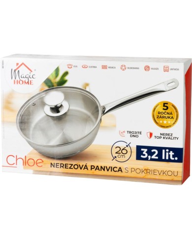 Panvica MagicHome Chloe, 26 cm, 3,2 lit., so sklenenou pokrievkou, nerez