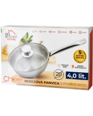 Panvica MagicHome Chloe, 28 cm, 4 lit.,so sklenenou pokrievkou, nerez
