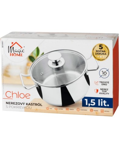 Kastról MagicHome Chloe, hrniec, 16 cm, 1,5 lit., so sklenenou pokrievkou, nerez
