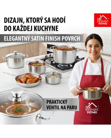 Kastról MagicHome Chloe, hrniec, 20 cm, 3 lit., so sklenenou pokrievkou, nerez
