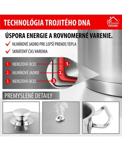 Kastról MagicHome Chloe, hrniec, 20 cm, 3 lit., so sklenenou pokrievkou, nerez