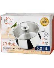 Kastról MagicHome Chloe, hrniec, 20 cm, 3 lit., so sklenenou pokrievkou, nerez