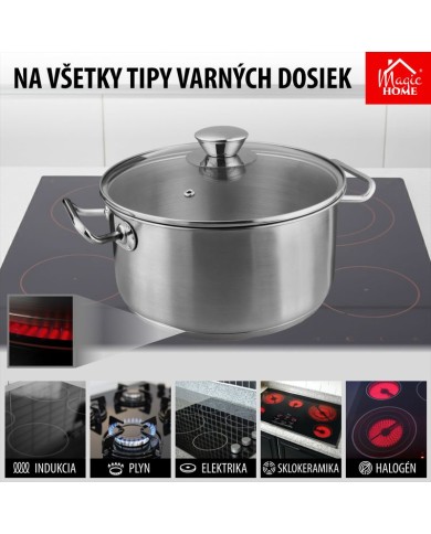 Kastról MagicHome Chloe, hrniec, 24 cm, 5,5 lit., so sklenenou pokrievkou, nerez