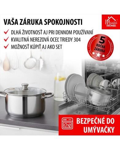 Kastról MagicHome Chloe, hrniec, 26 cm, 6,6 lit., so sklenenou pokrievkou, nerez