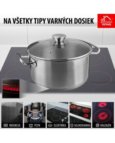 Kastról MagicHome Chloe, hrniec, 26 cm, 6,6 lit., so sklenenou pokrievkou, nerez